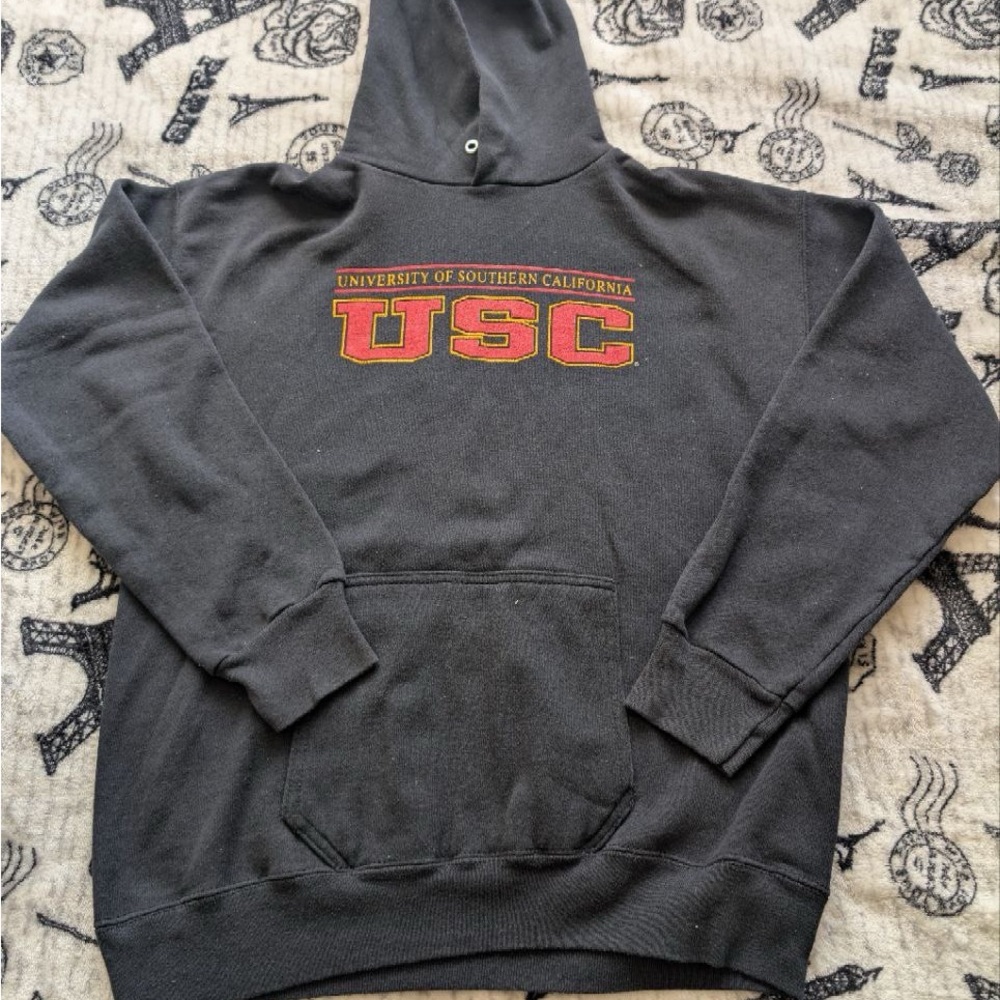 Vintage USC Men’s Hoodie, Size L, Black IMAA Artex Sportswear